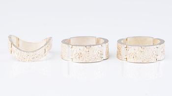 A set of three sterling silver bracelets, Kultateollisuus Ky Viljanen, Turku, 1975.