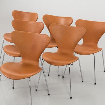 A SET OF 6 ARNE JACOBSEN "SERIES 7" CHAIRS, Fritz Hansen.