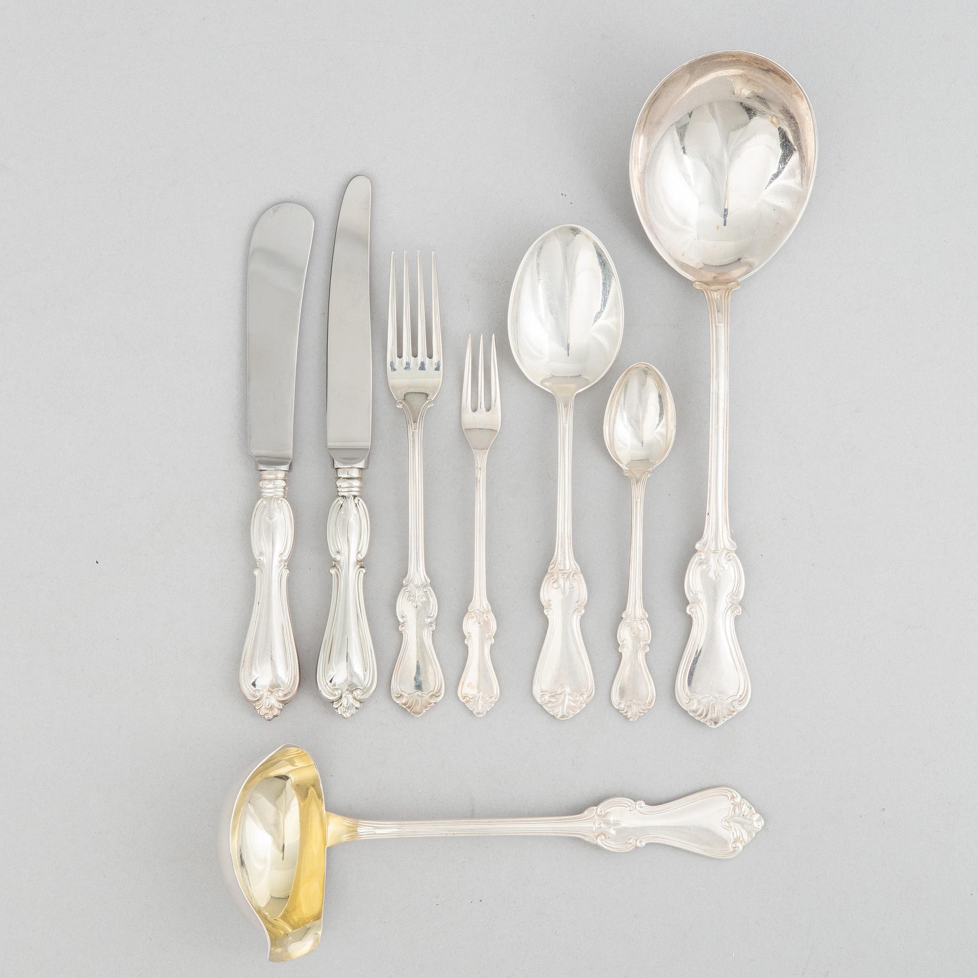 A 58-piece silver  cutlery service, 'Olga', GAB, Eskilstuna/Stockholm, 1965-2007.