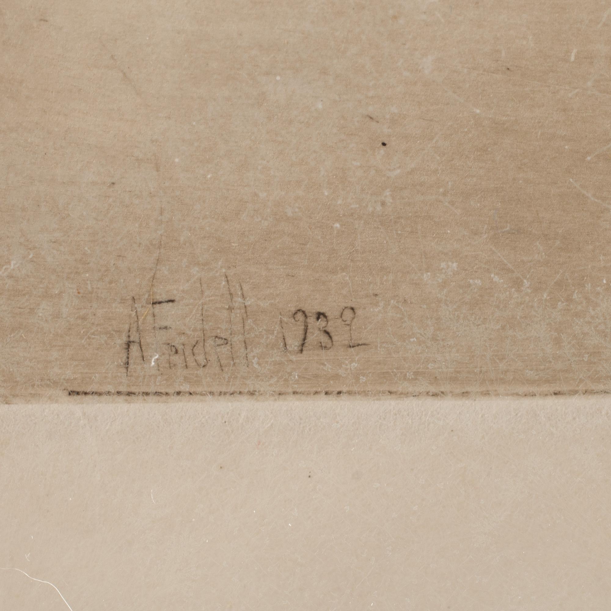 AXEL FRIDELL, torrnål, signerad.