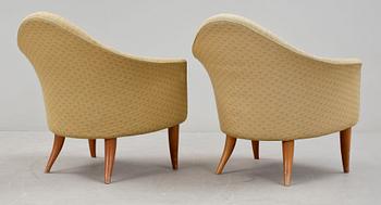 FÅTÖLJER, ett par, "Lilla Adam", Kerstin Hörlin-Holmquist, Nordiska Kompaniets verkstäder, Nyköping, 1950-tal.