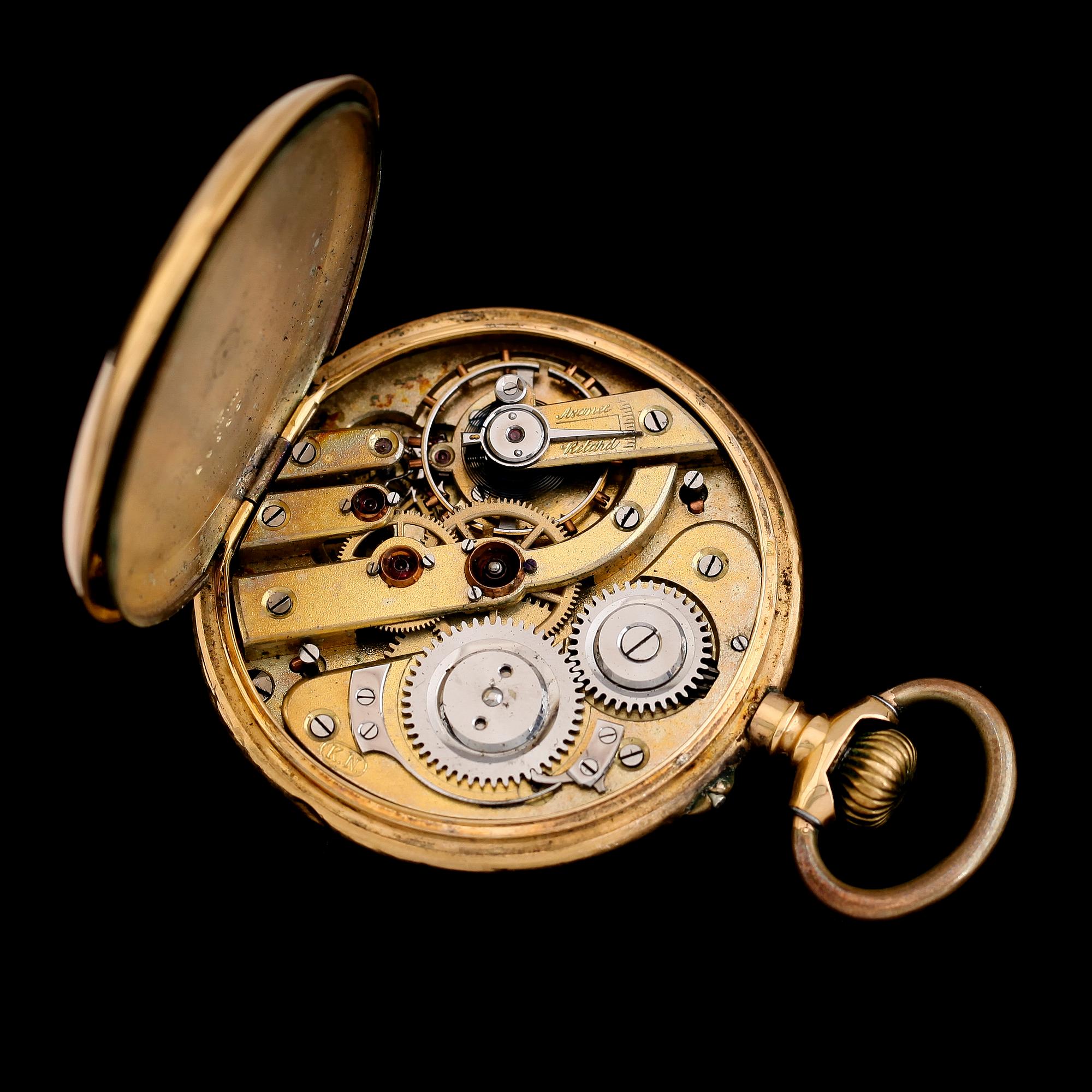 FICKUR, 18 k guld, omkring år 1900.