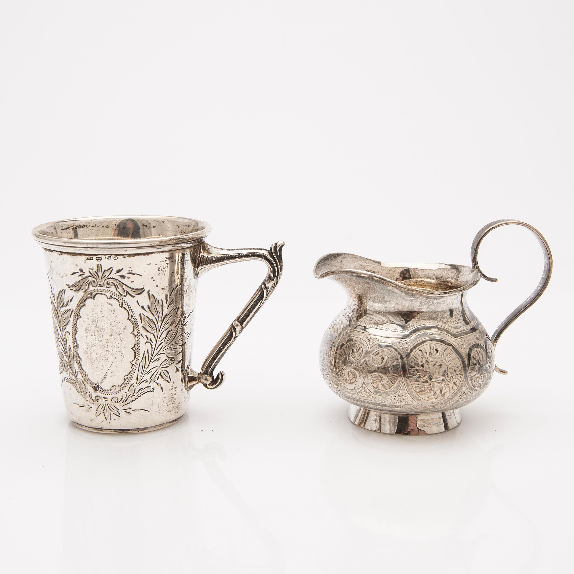 A group of silver, 7 pieces, including Sweden and Russia, 19th century.