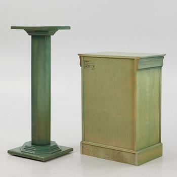 A cabinet and pedestal, Grange, late 20th century.