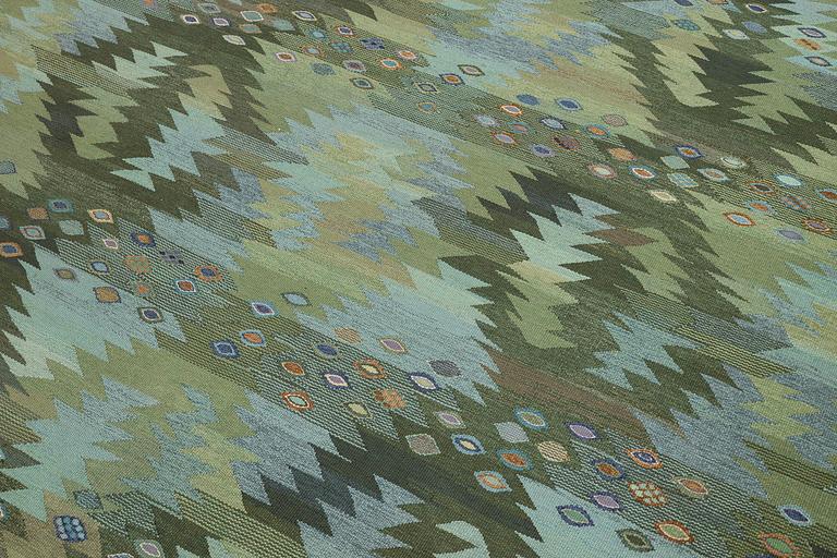 Barbro Nilsson, a 'Tånga blå',  tapestry weave carpet, c. 345 x 277 cm, signed AB MMF BN.