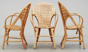 KORGSTOLAR, 3 st, "LC stol", Gösta Westerberg, 1900-talets andra hälft.