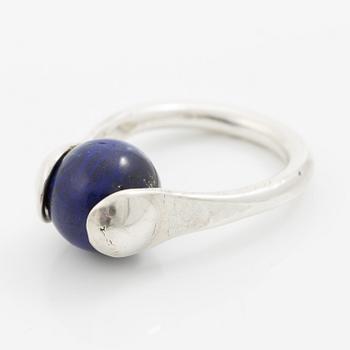 Ring, sterling silver with a blue spherical stone, Gävle 2015.