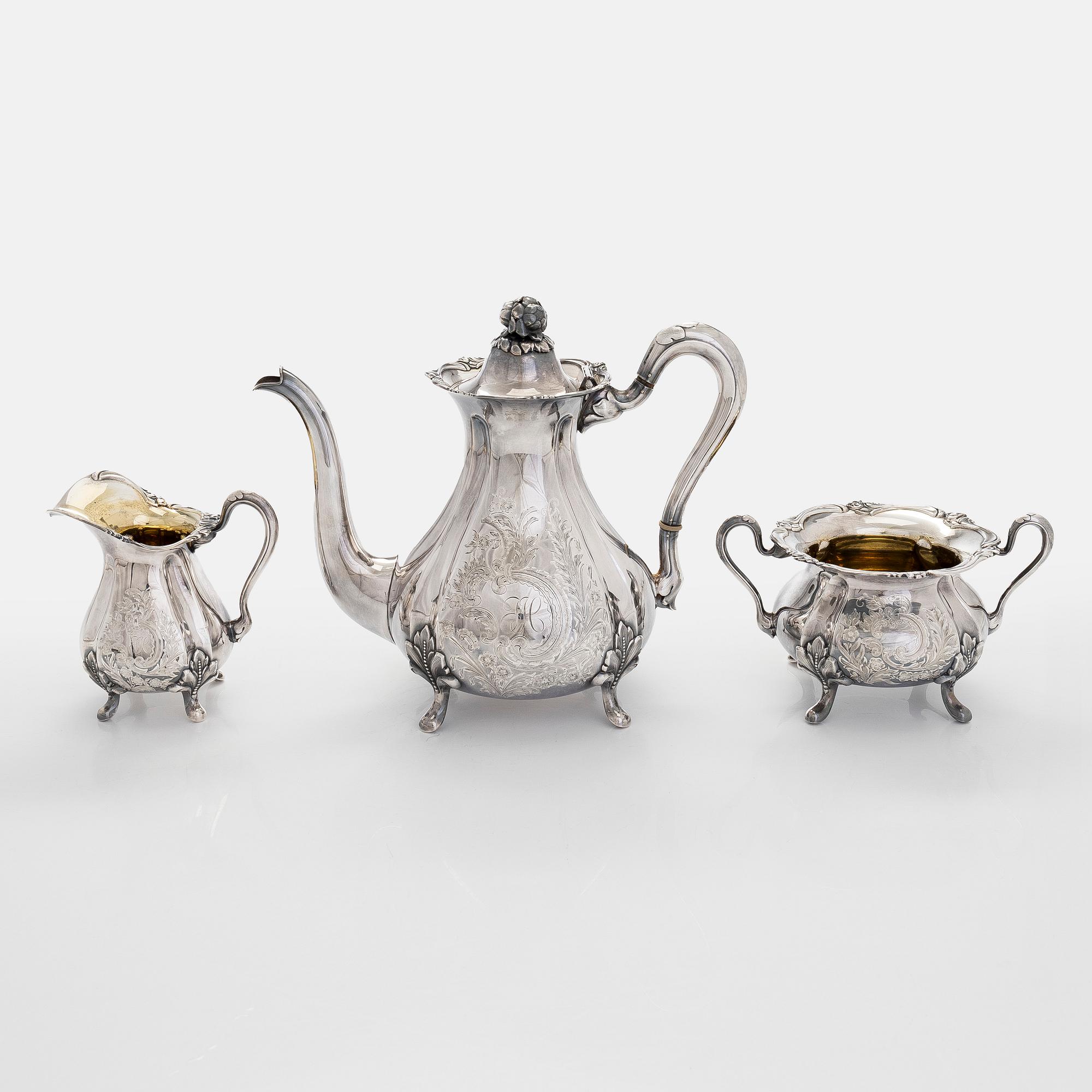 A three-piece silver coffee set, Kultakeskus, Hämeenlinna 1967.