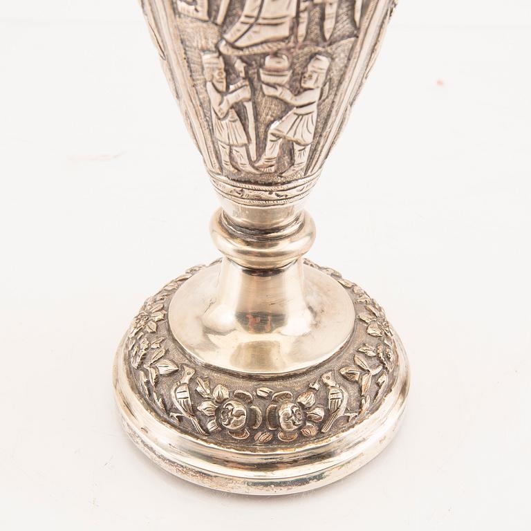 A 20th century silver vase (no hallmarks).