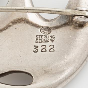 Henning Koppel, Georg Jensen, silver brooch, Denmark 1950's.