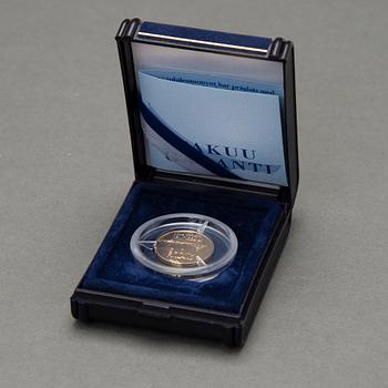 A Finnish gold .900 commemorative coin, 1000 mk, Finland 75 years.
