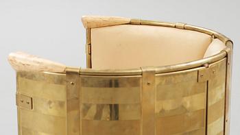 A Mats Theselius 'El Dorado' birch, brass and leather armchair, Källemo, Sweden post 2002.