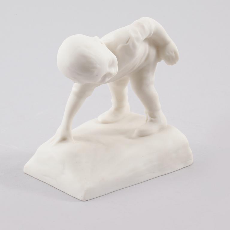 FIGURIN, parian, "Duktig Karl", Karl Hultström, tillverkningsår 1916-1926, signerad.