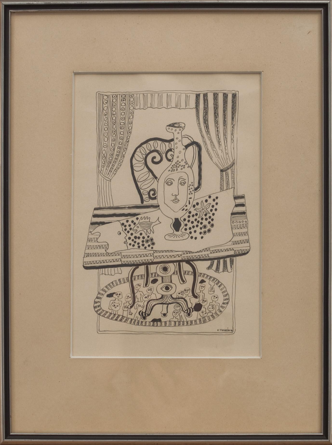 ESAIAS THORÉN, Tusch, signerad o daterad 1946.