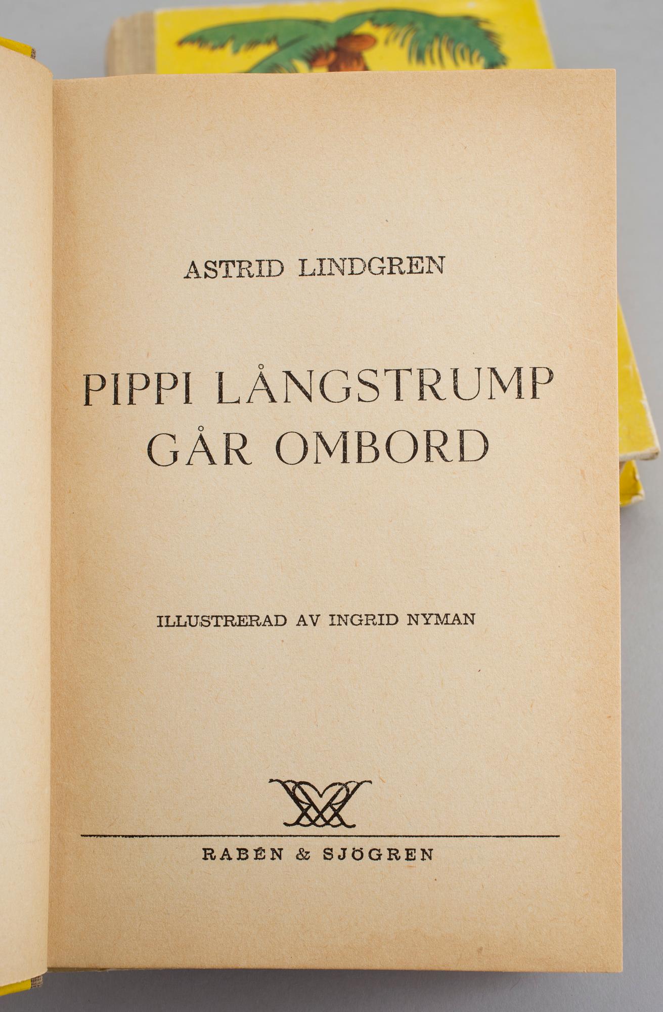 ASTRID LINDGREN, 3 böcker om Pippi Långstrump. Rabén & Sjögren, Stockholm 1946-48.