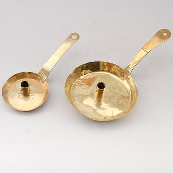 NATTLJUSSTAKAR, 2 st, mässing, 1800-tal.