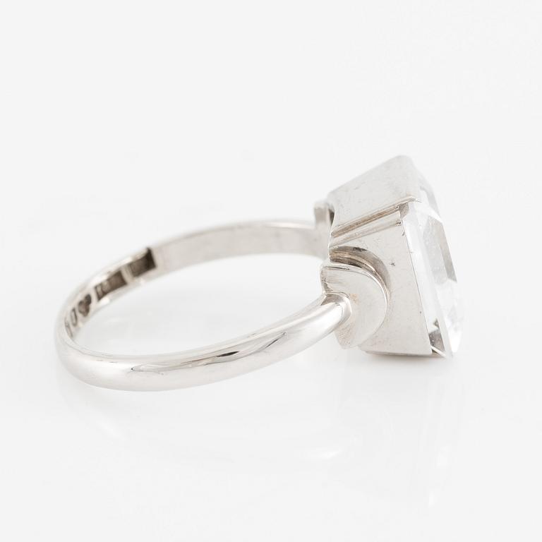 Ring, 18K white gold with synthetic white stone.