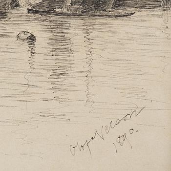 Olof Sager-Nelson, indian ink on paper, signed Olof Nelson and dated 1890.