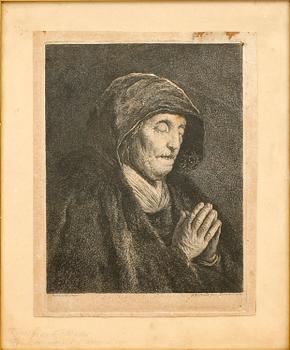 SCHMIDT, GEORG FREIDRICH, etsning, efter Rembrandt. 1700-tal.