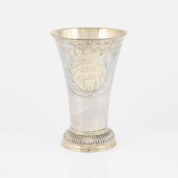 A Swedish parcel-gilt silver beaker, marks of Anders Lindström, Kalmar 1833.