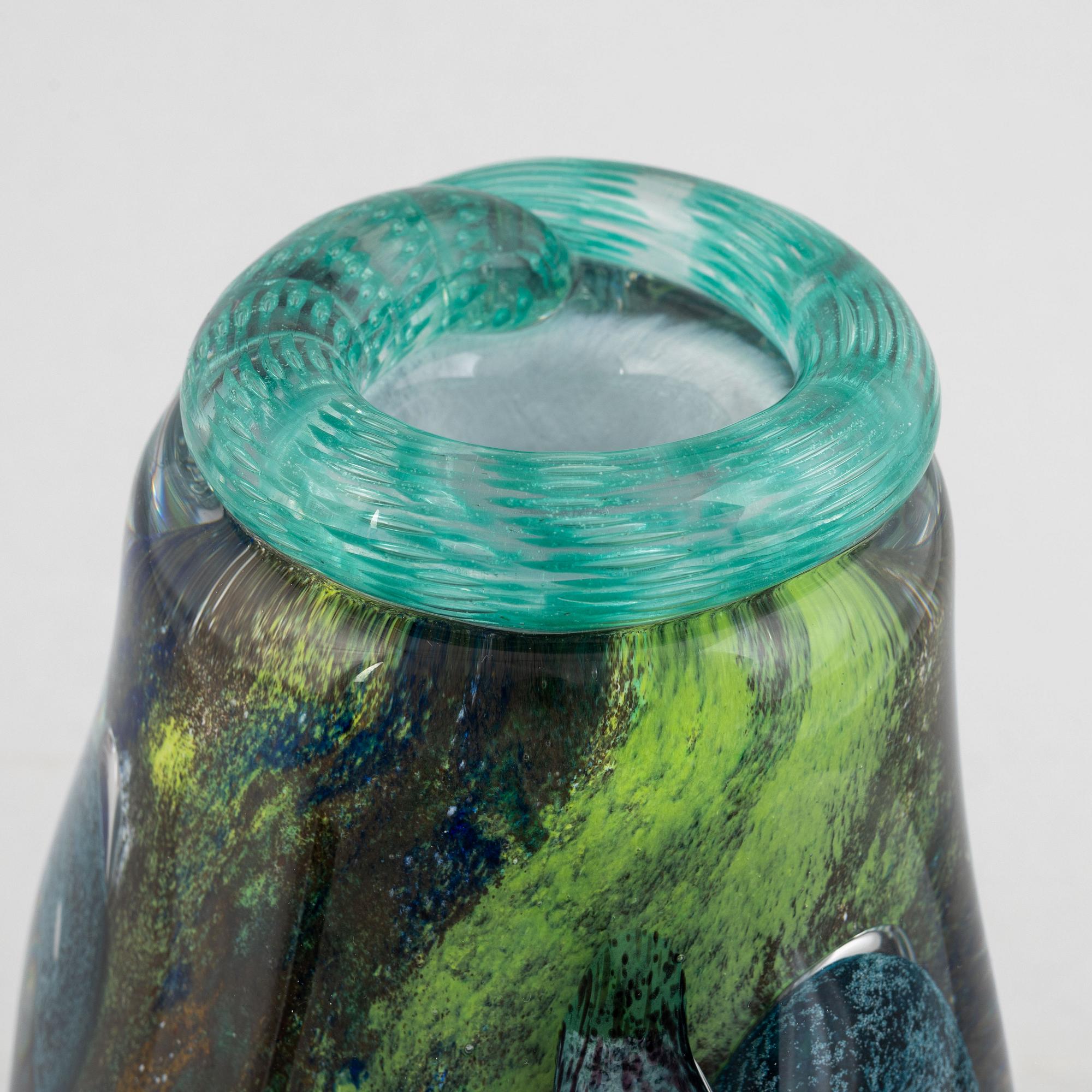 Monica Backström, a unique glass vase, 'Ocean Garden'. Kosta Boda.