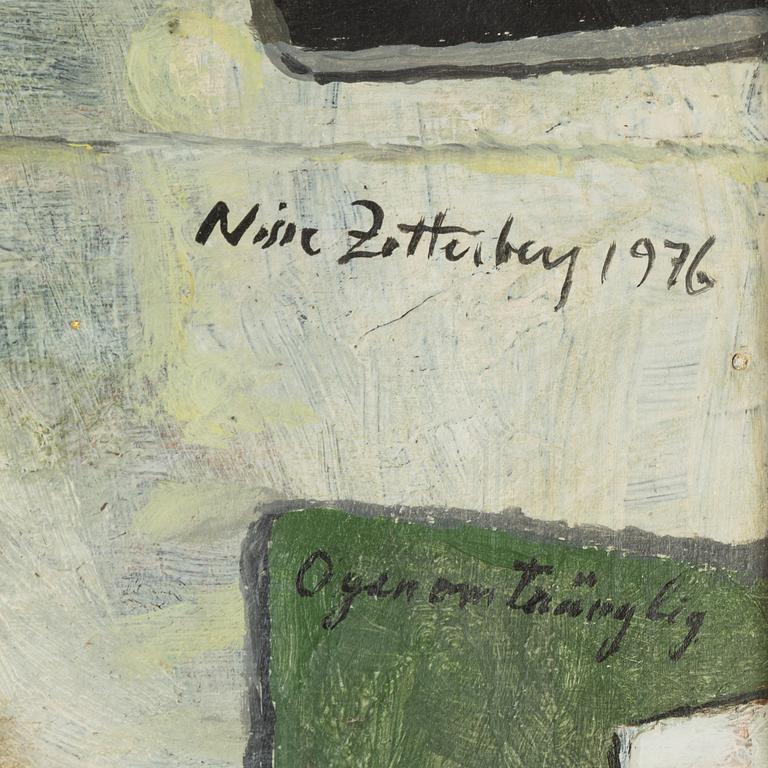 Nisse Zetterberg, akryl på pannå, signerad och daterad 1976.