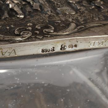 KARAFF, silver och glas, möjligen Weinranck & Schmidt, Hanau, Tyskland, omkring år 1900.
