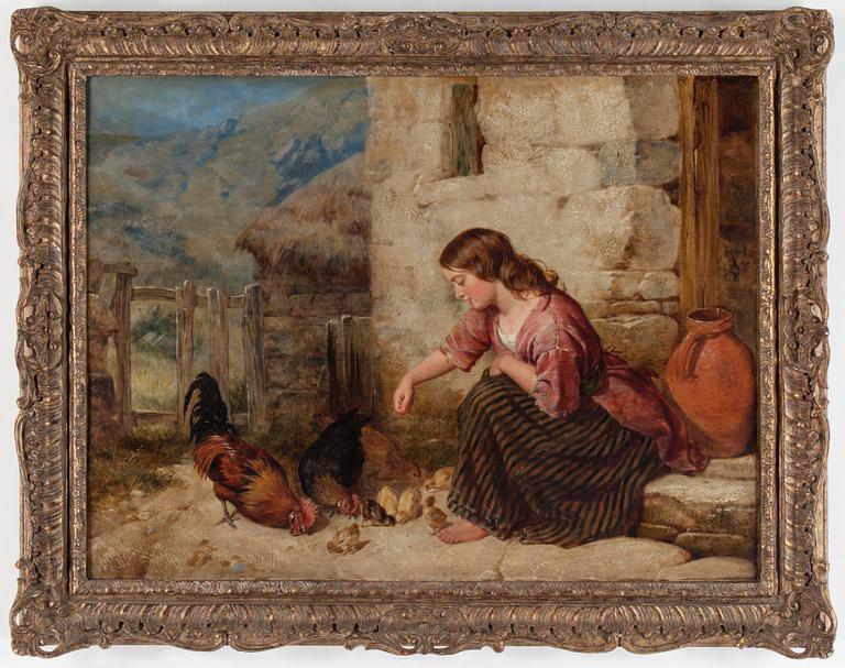 ISAAC HENZELL, uppfordrad duk, signerad I Henzell och daterad 1858.