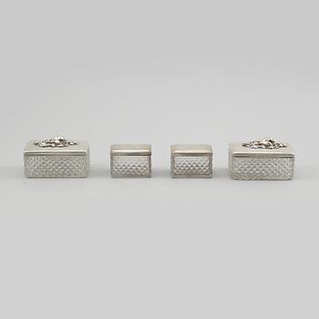 ASKAR, 4 st, silver och glas, Sverige, 1800-tal.
