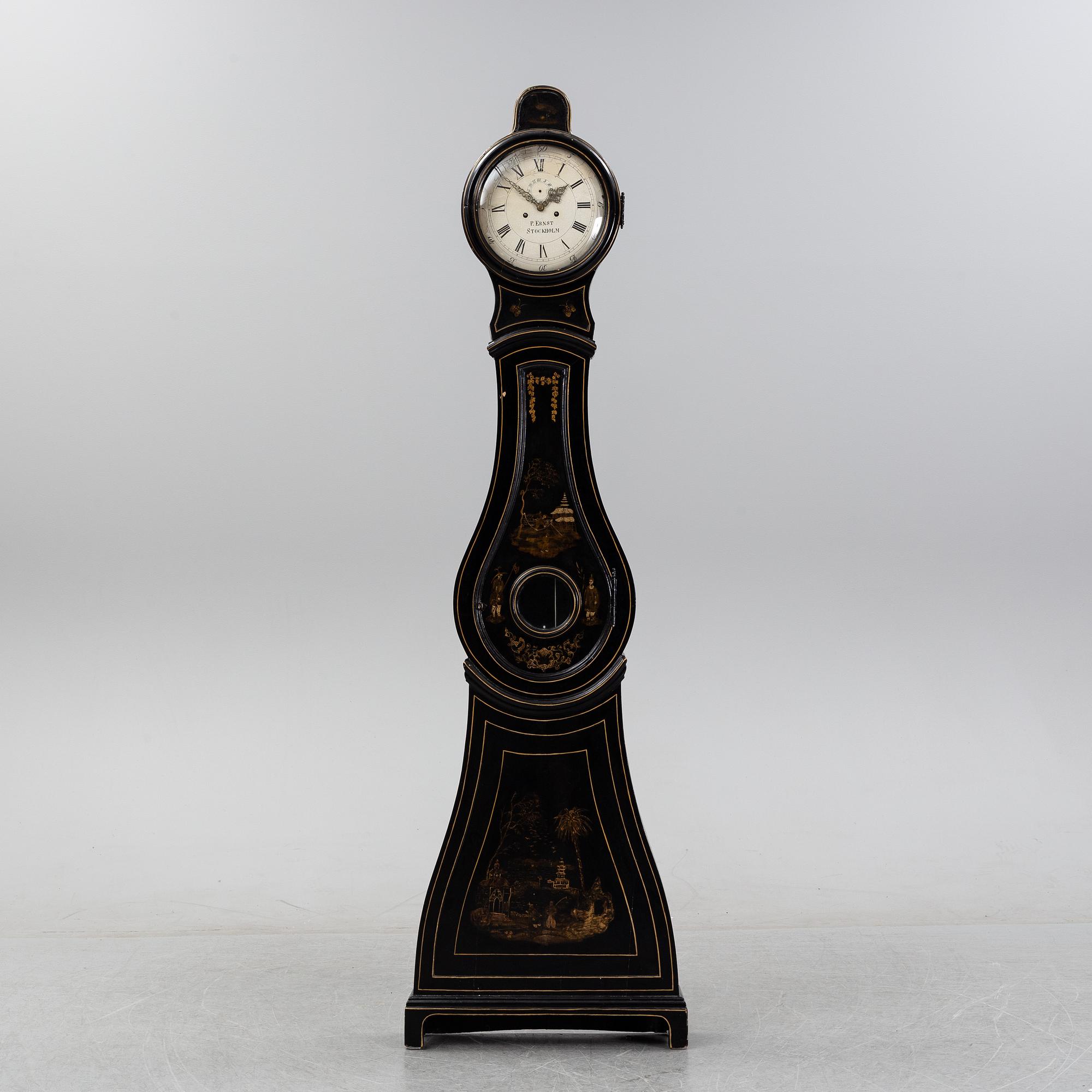 A Rococo longcase clock by Petter Ernst (Stockholm 1753-1784).