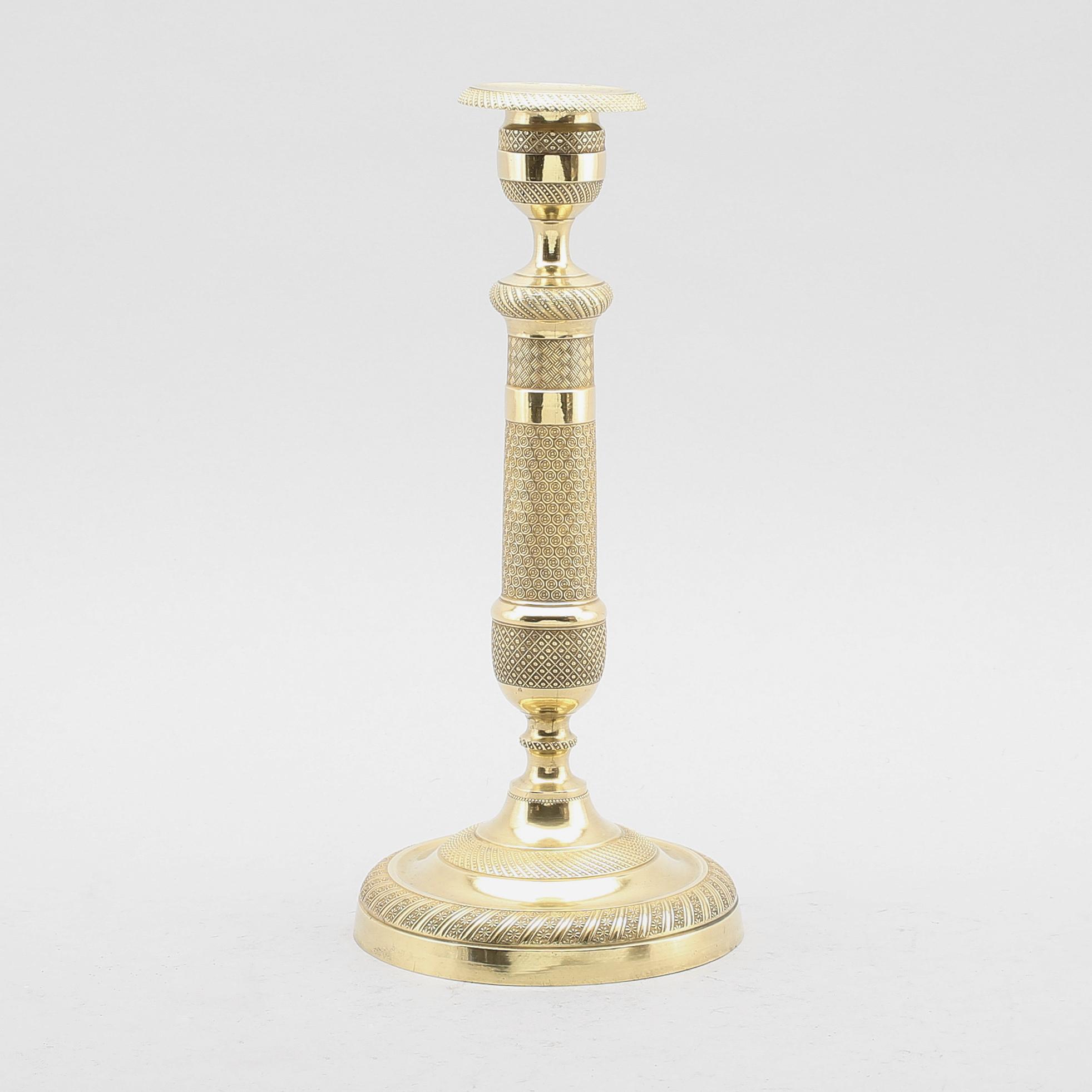 LJUSSTAKE, empire, förgylld brons, 1800-talets första hälft.