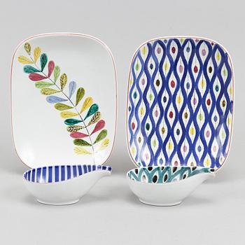 Stig Lindberg, two earthenware dishes and two bowls, Gustavsberg studio.