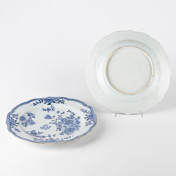 A pair of blue and white dishes, Qing dynasty, Qianlong (1736-95).