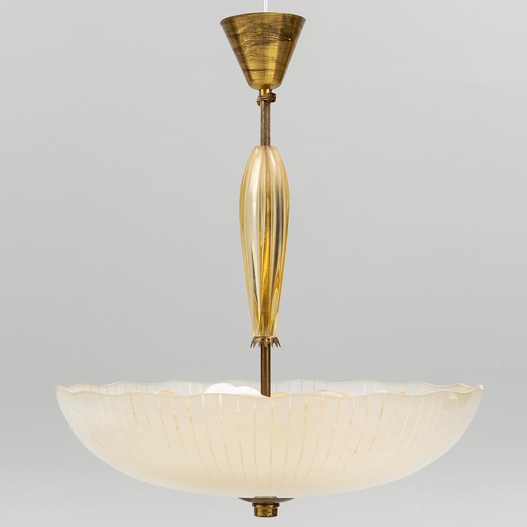 A Swedish Modern ceiling lamp, Orrefors, mid-20th Century.