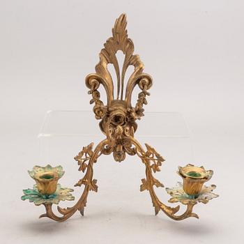 VÄGGAPPLIQUER, 3 st, mässing,1900-talets första hälft.