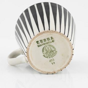 Eugen Trost, a set of six 'Zebra' coffee cups with saucers, Gefle, Upsala-Ekeby, Sweden.