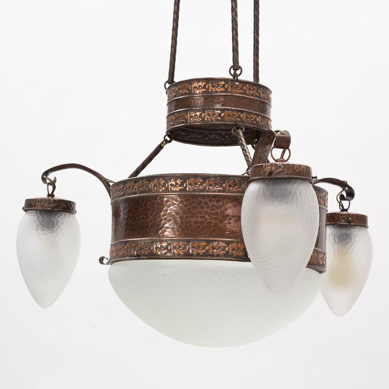 An Art Nouveau ceiling lamp, early 20th Century.