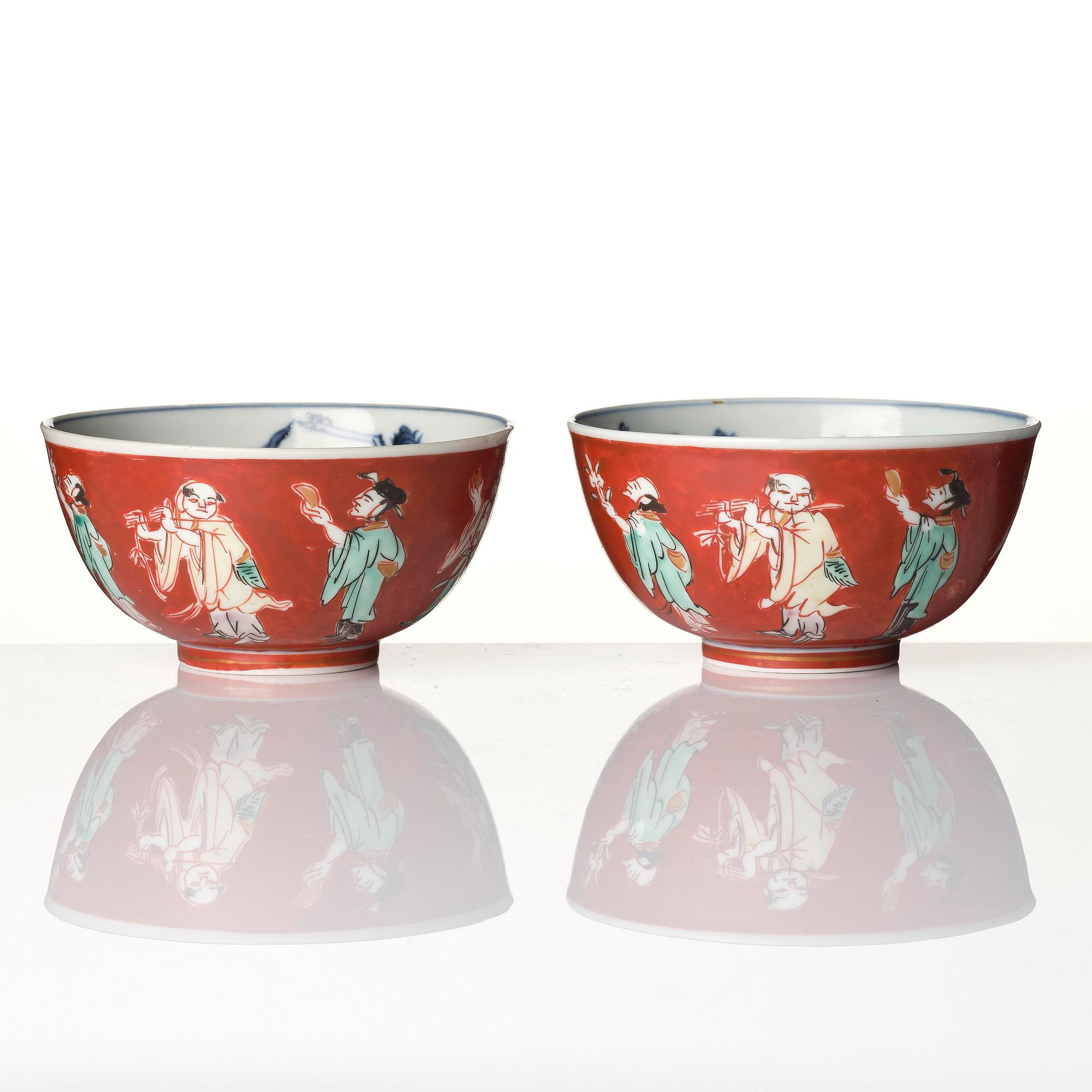 A group of five 'immortals' bowls, Meiji (1868-1912).