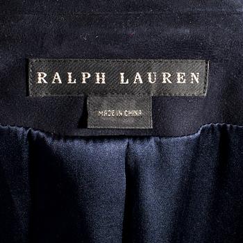 A darkblue suede jacket by Ralph Lauren.