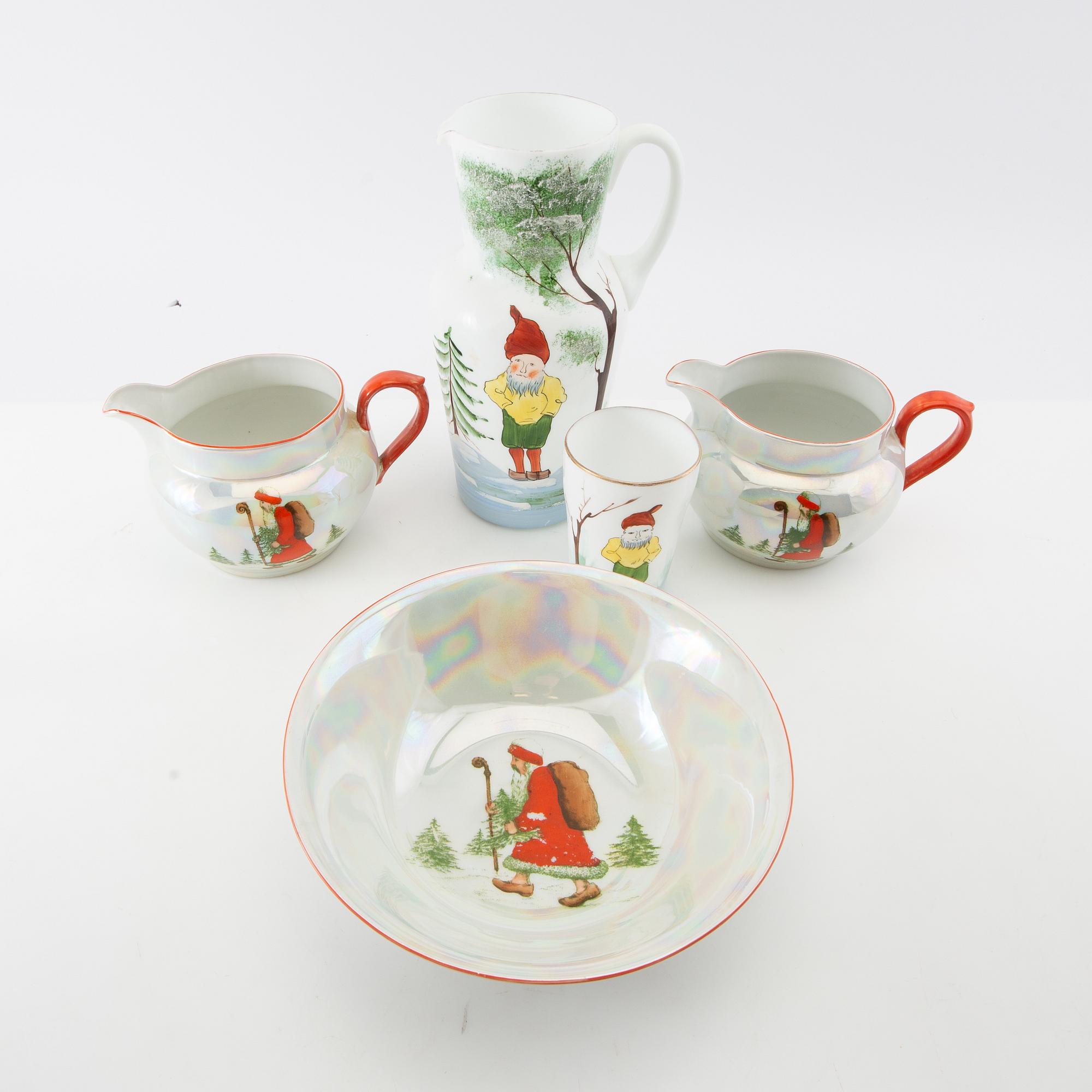 Jug, bowl, and glass 5 dl, including Czech Republic, mid-20th century glass.