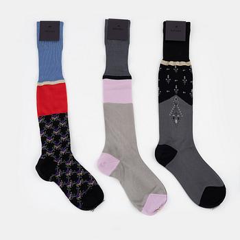 Prada, 3 pairs of silk/cotton socks, size 1.