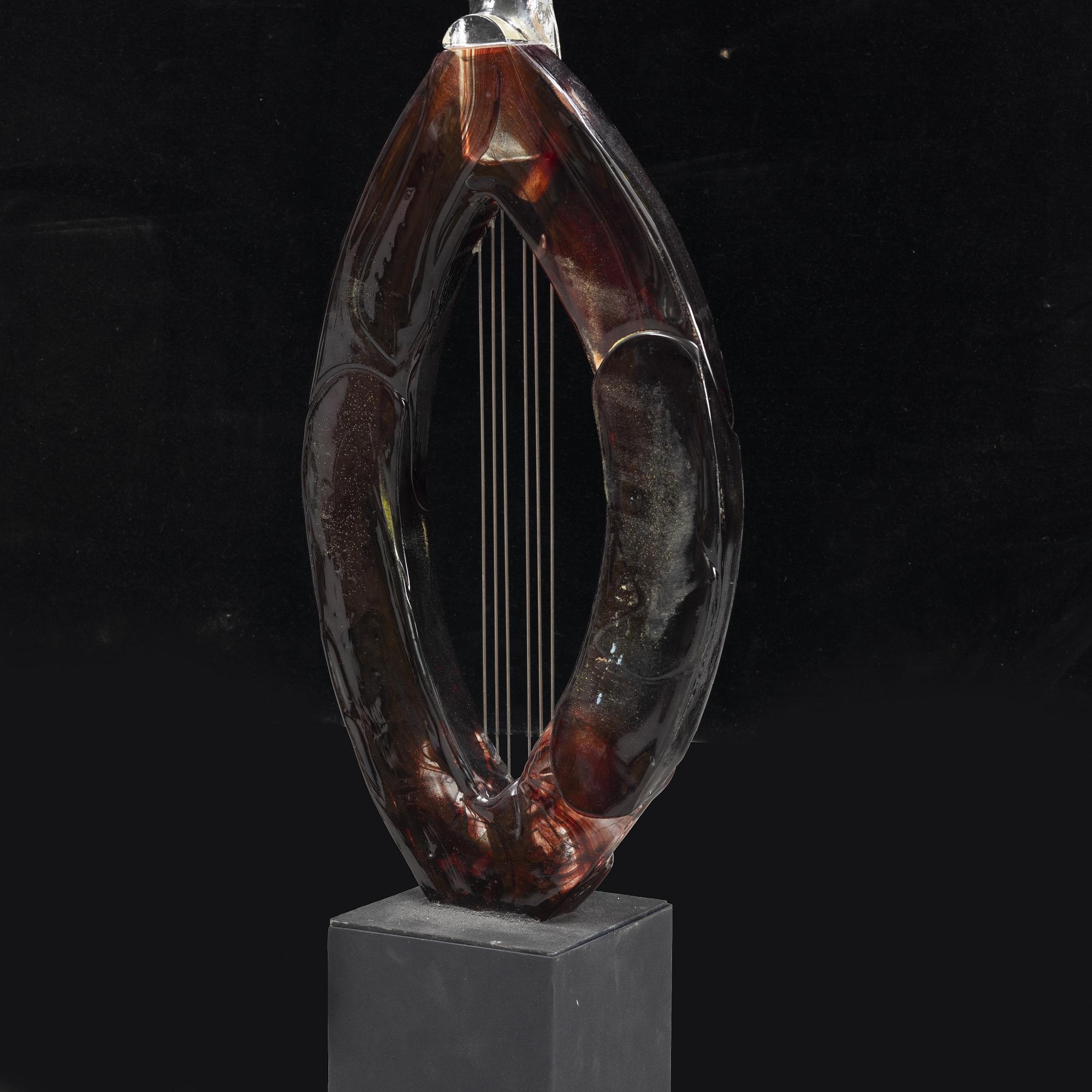 Kjell Engman, a unique glass sculpture of a guitar, Kosta Boda, Sweden.