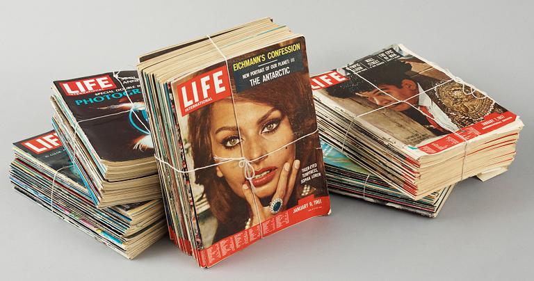 SAMLING TIDSKRIFTER, ca 120 st, "Life Magazine", USA, 1950-70-tal.