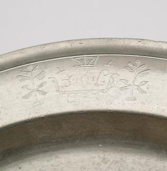 FAT, tenn, otydliga svenska stämplar, 1700-tal.