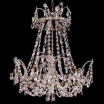 110. An Austro-Bohemian Louis XVI silvered brass six-branch chandelier, late 18th century.