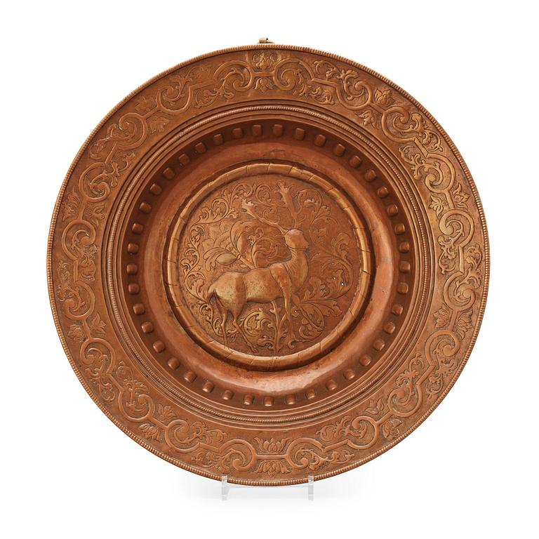 A Northern Europe/Germany first half 18th century copper alms dish,