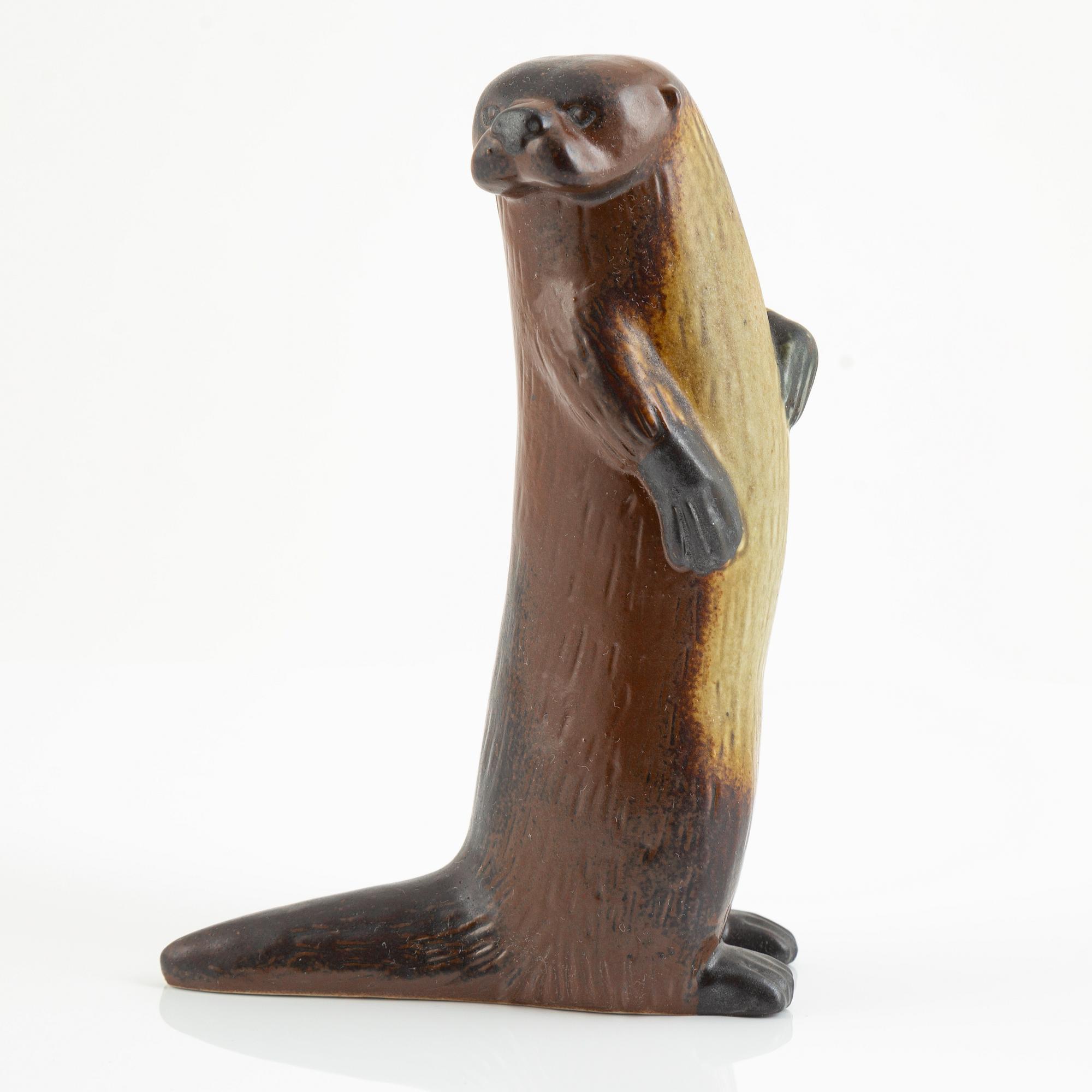 Lisa Larson, two figurines, 'Utter' and 'Gråsäl' for Nordiska Kompaniet in collaboration with WWF, Gustavsberg.