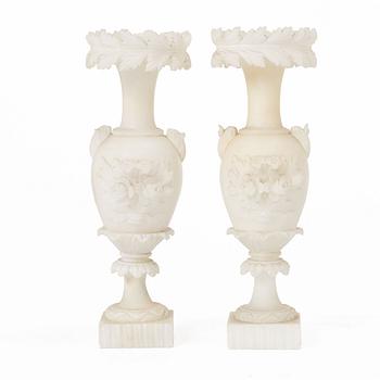 A pair of alabaster vases, Italy, circa 1900.