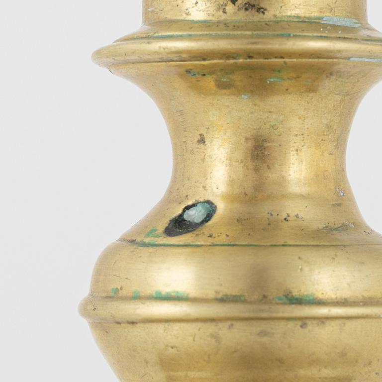 Candlestick, Baroque style, brass, 18th century.