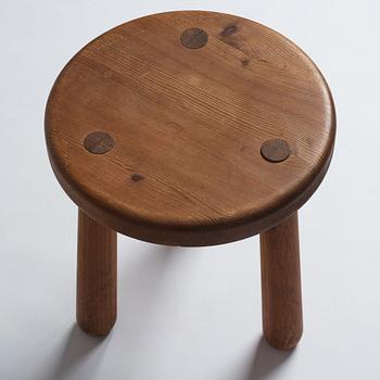 Axel Einar Hjorth, a 'Skoga' stained pine stool, Nordiska Kompaniet, Sweden 1930s.